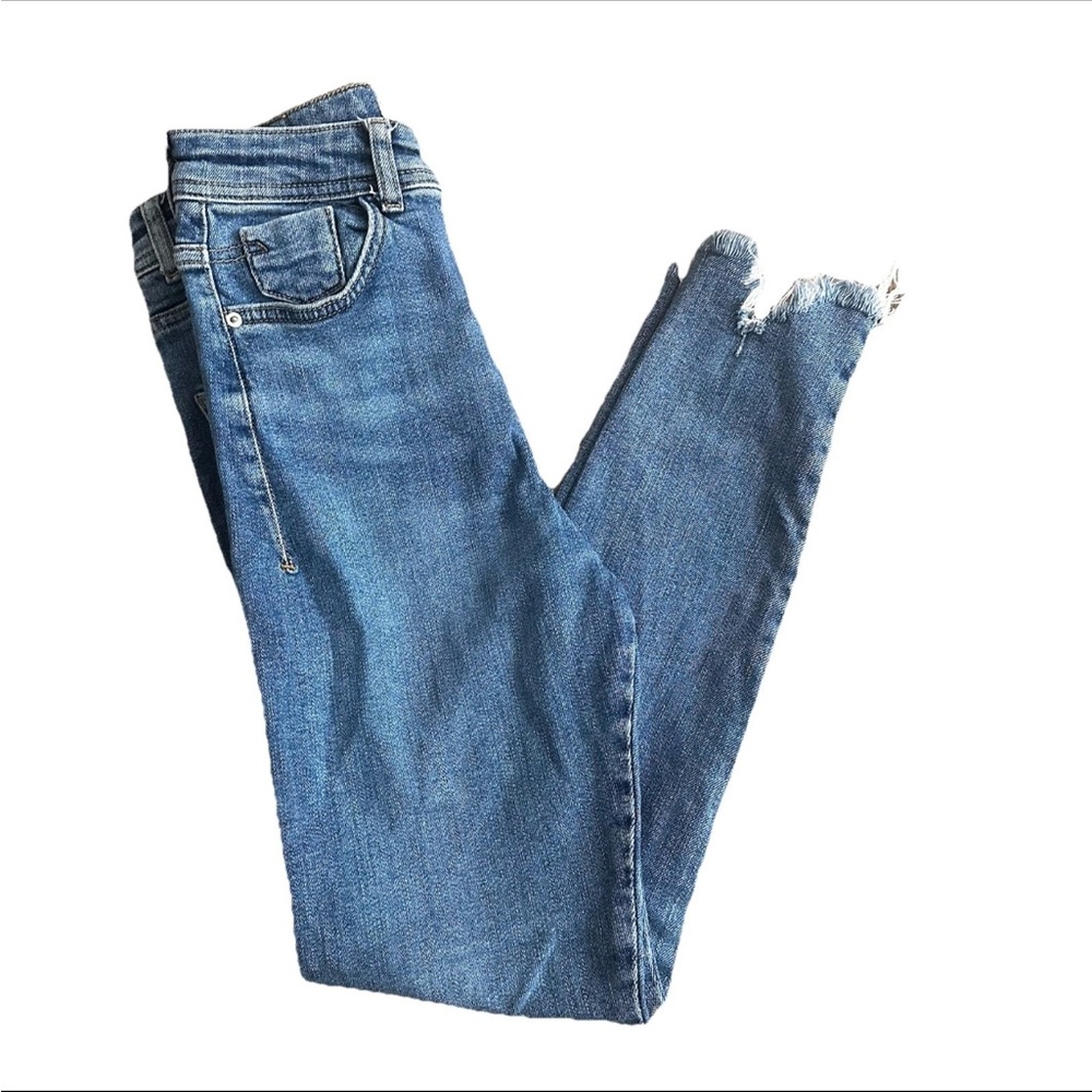 Zara Skinny Jeans Woman Size 4 Veined Raw Hem Grunge Pants